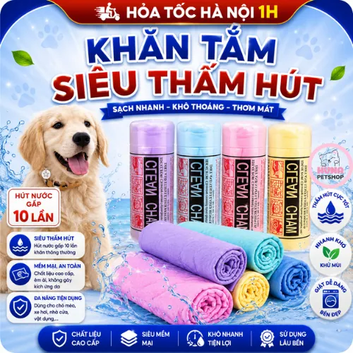 Khăn Tắm CLEAN CHARM Chó Mèo Siêu Thấm Nước Có Hộp Xịn