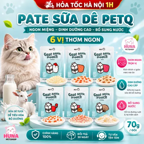 Pate Sữa Dê Cho Mèo PetQ 70g - Dễ Hấp Thu - Bổ Sung Nước - Nhiều Vị