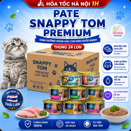1 THÙNG 24 lon Pate Cao Cấp Cho Mèo Snappy Tom Premium 85g - Dành cho mèo lớn, mèo con