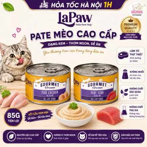 laPaw Gourmet Pate Dạng Kem Sữa Cho Mèo 85G – Dinh Dưỡng Hoàn Chỉnh, Thơm Ngon Kích Thích Vị Giác