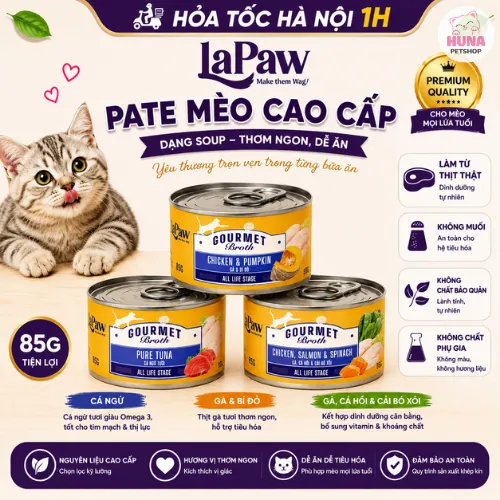 Pate laPaw Gourmet Cho Mèo Mọi Lứa Tuổi 85g - Soup