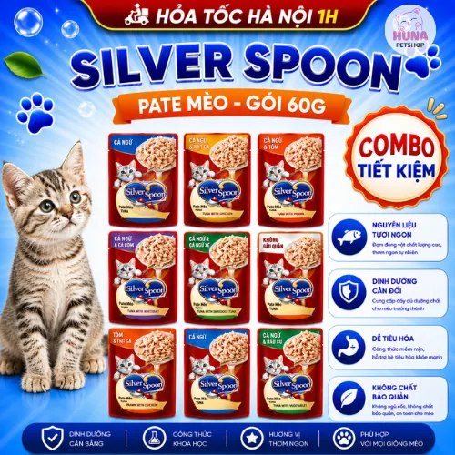 Combo 10 gói Pate Ướt Silver Spoon Cho Mèo 60g