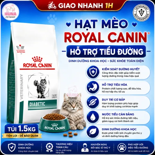Hạt Mèo Royal Canin Diabetic (1.5kg) - Kiểm Soát Đường Huyết & Tiểu Đường
