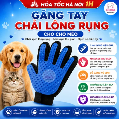 Găng tay chải lấy lông rụng cho chó mèo