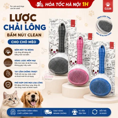 Lược Chải Lông Cho Chó Mèo Có Nút Bấm Tự Động CLEAN