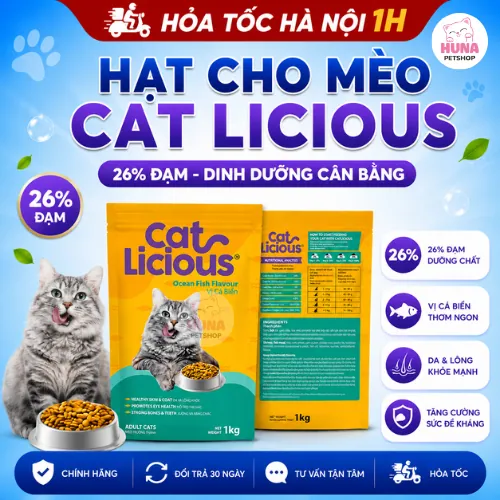[COMBO 5KG] Hạt cho mèo Cat Licious 26% đạm - Vị cá, bổ sung Yucca, hỗ trợ tiêu hoá, tăng đề kháng