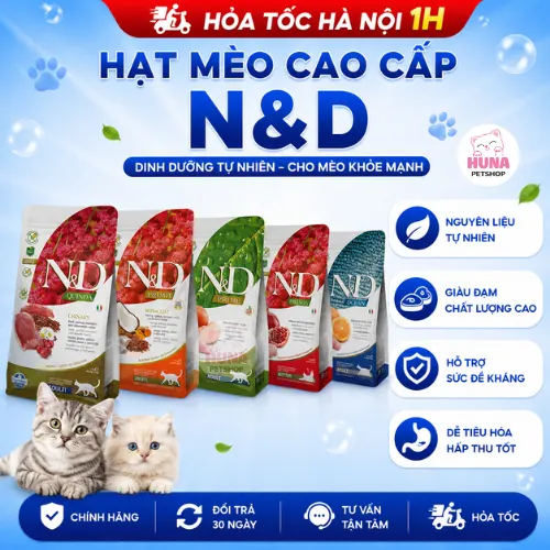 Hạt mèo Farmina N&D cao cấp cho mèo nhiều vị, Hạt N&D không độn ngũ cốc