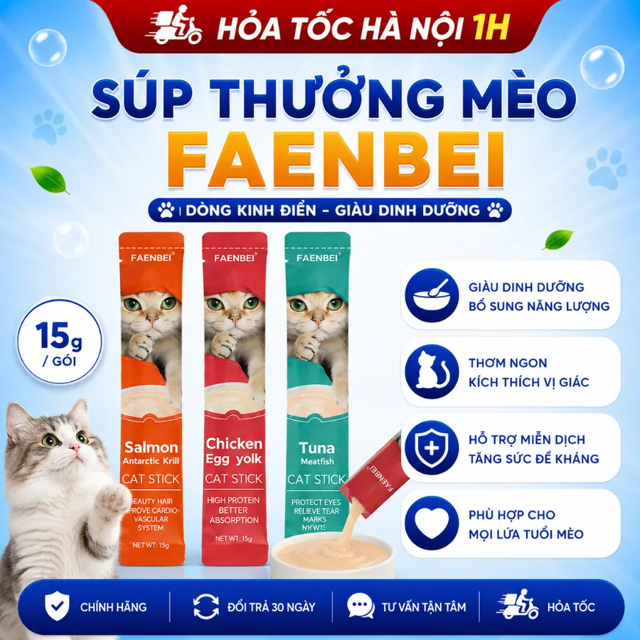 Súp Thưởng Dòng Kinh Điển Cho Mèo Faenbei – Dinh Dưỡng Thơm Ngon, Kích Thích Vị Giác