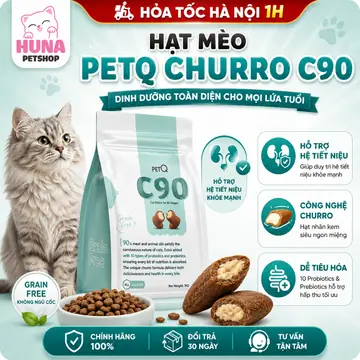 THỨC ĂN HẠT CHO MÈO CHURRO C90 – C90K – C90U PETQ HẠT CÓ NHAN 90% THỊT – TIÊU HOÁ TỐT – TIẾT NIỆU