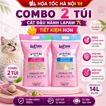 Combo 2 túi Cát Vệ Sinh đậu nành Cho Mèo Tofu LaPaw Sữa, Lollipop 7L