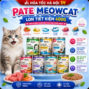 Combo 6 lon Pate cho mèo Meowcat - Thức Ăn Dinh Dưỡng Cao Cấp Cho Mèo - Lon 400g