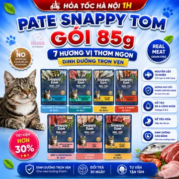 Pate Snappy Tom 85g cho mèo Thức ăn mèo từ 2 tháng tuổi trở lên