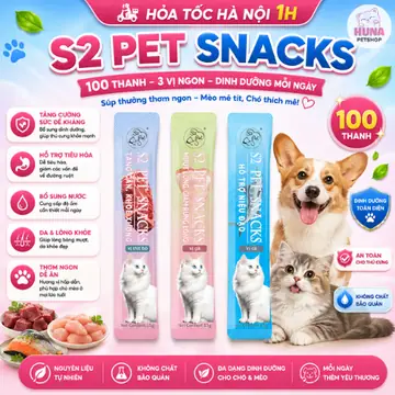 Combo 100 Súp Thưởng Cho Mèo S2 Pet Snack 15g Dạng Thanh Mềm Mịn, Kích Thích Ăn Ngon