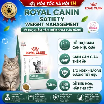 Hạt Mèo Royal Canin Satiety Weight Management (1.5kg) - Giảm Cân, Kiểm Soát Cân Nặng
