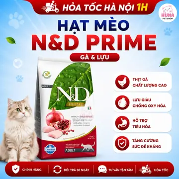 Hạt mèo cao cấp Farmina N&D Prime Vị Gà & Lựu – Cho Mèo lớn