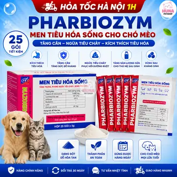 1 HỘP 25 GÓI PHARBIOZYM – Men Tiêu Hóa Sống Cho Chó Mèo
