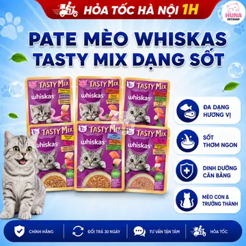 Pate Whiskas Tasty Mix (Túi 70g) – Thức Ăn Ướt Thơm Ngon, Đa Dạng Vị Cho Mèo