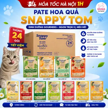 Hộp 24 Gói Pate Snappy Tom Hoa quả Pate Cho Mèo Gói 70g