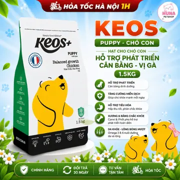 Hạt Chó Keos+ Puppy Balanced Growth Vị Gà 1.5kg – Hỗ Trợ Phát Triển Toàn Diện